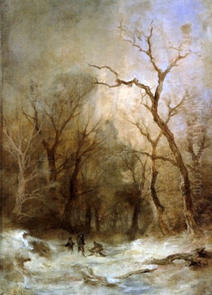 Winterlandschaft Mit Reisigsammlern by Remigius Adrianus van Haanen