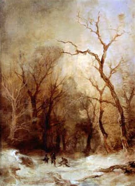 Winterlandschaft Mit Reisigsammlern Oil Painting by Remigius Adrianus van Haanen