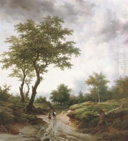 On The Way To The Village Oil Painting by Remigius Adrianus van Haanen