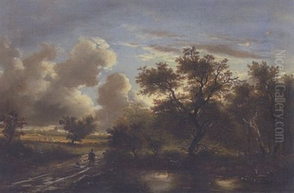 Baumlandschaft Im Abendlicht Oil Painting by Remigius Adrianus van Haanen