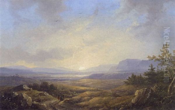 Sonnenuntergangsstimmung In Einem Weiten Tal Oil Painting by Remigius Adrianus van Haanen