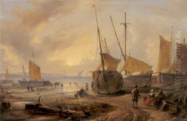 Reges Treiben Am Strand Oil Painting by Remigius Adrianus van Haanen