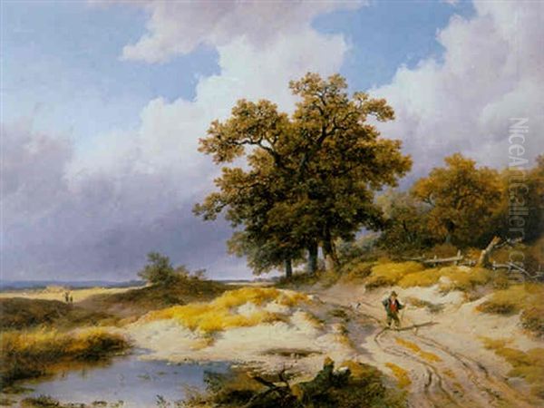 A Traveller In A Dune Landscape Oil Painting by Remigius Adrianus van Haanen