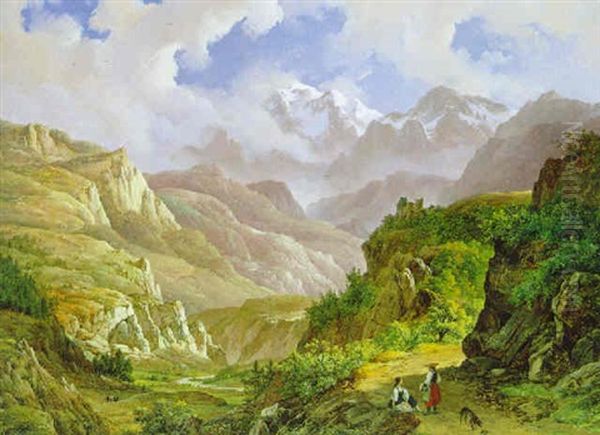 Tiroler Landschaft Oil Painting by Remigius Adrianus van Haanen