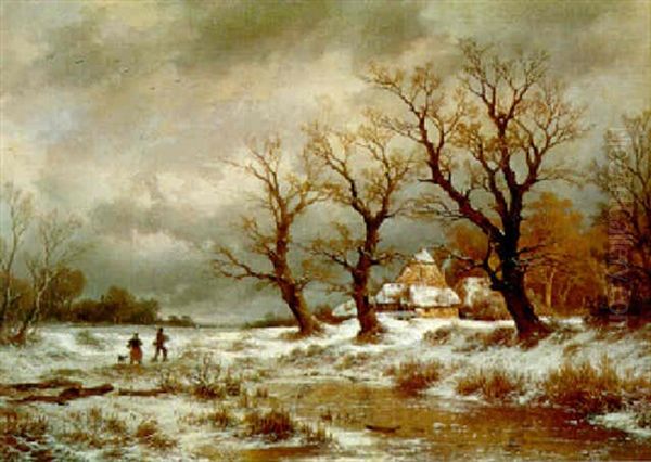 Winterlandschaft Oil Painting by Remigius Adrianus van Haanen