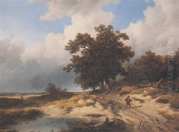 Wanderer In Landschaft Oil Painting by Remigius Adrianus van Haanen