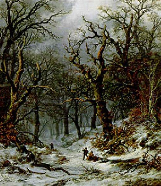 Jager Im Winterwald Oil Painting by Remigius Adrianus van Haanen