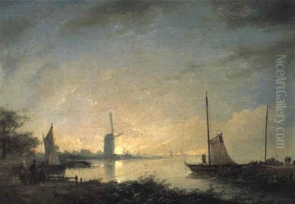 Fischerhafen Oil Painting by Remigius Adrianus van Haanen