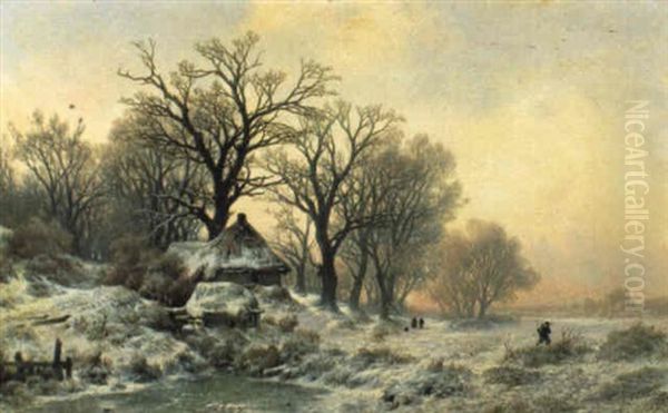 Ein Wintertag Oil Painting by Remigius Adrianus van Haanen