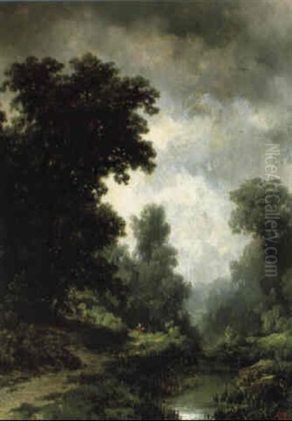 Waldweg Am Bachufer Oil Painting by Remigius Adrianus van Haanen