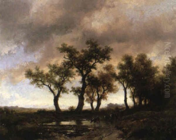 Die Kuhtranke Oil Painting by Remigius Adrianus van Haanen