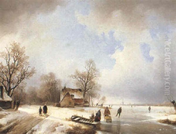 Winter Scene by Remigius Adrianus van Haanen