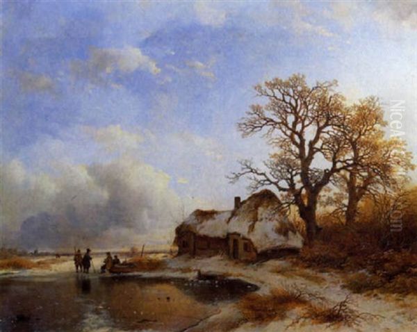 Winter In Holland Oil Painting by Remigius Adrianus van Haanen