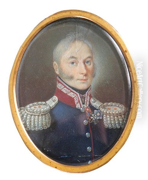 Portret Generala Brygady Wojska Polskiego Z Okresu Krolestwa Polskiego Oil Painting by Jan (Jozef) Haar