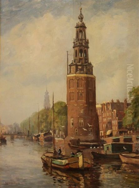 Amsterdam Oil Painting by Dirk Johannes Van Haaren