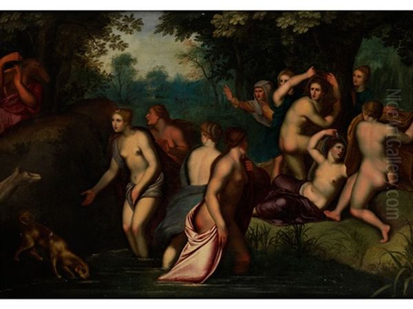 Diana Im Bade Belauscht Von Aktaion Oil Painting by Cornelis Cornelisz Van Haarlem