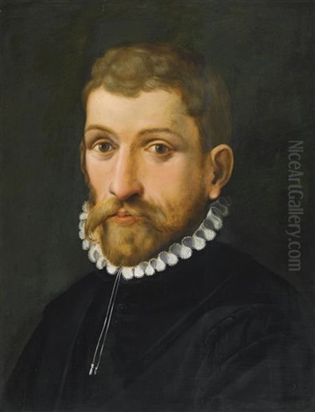 Portrait Of A Man, Head And Shoulders by Cornelis Cornelisz Van Haarlem