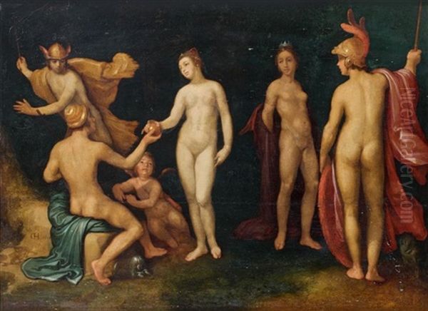 Le Jugement De Paris Oil Painting by Cornelis Cornelisz Van Haarlem