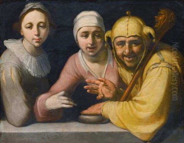 A Fool With Two Women by Cornelis Cornelisz Van Haarlem