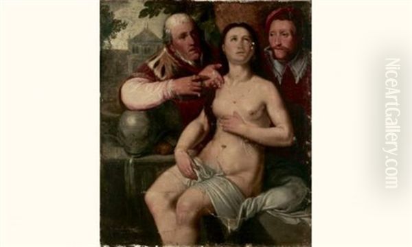 Suzanne Et Les Vieillards Oil Painting by Cornelis Cornelisz Van Haarlem