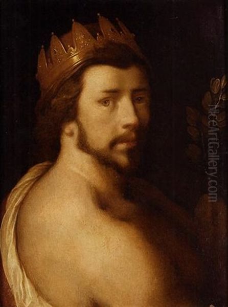 Portrait Of A Man As Apollo (self Portrait?) Oil Painting by Cornelis Cornelisz Van Haarlem