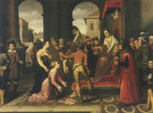 Il Giudizio Di Salomone Oil Painting by Cornelis Cornelisz Van Haarlem