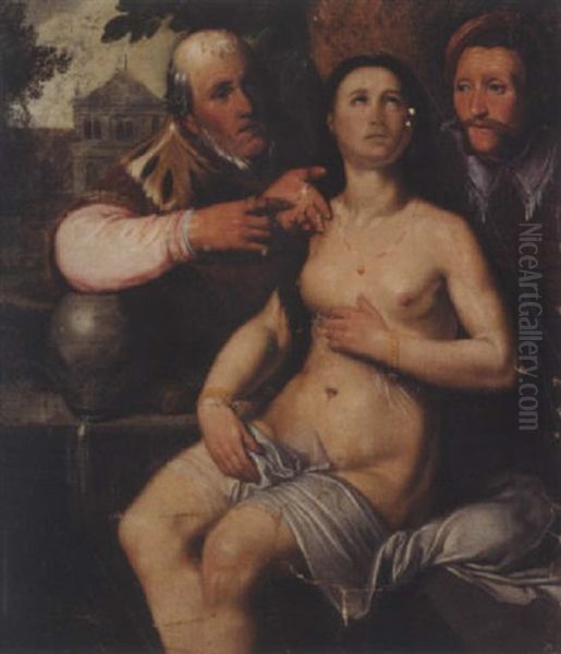 Suzanne Et Les Vieillards Oil Painting by Cornelis Cornelisz Van Haarlem