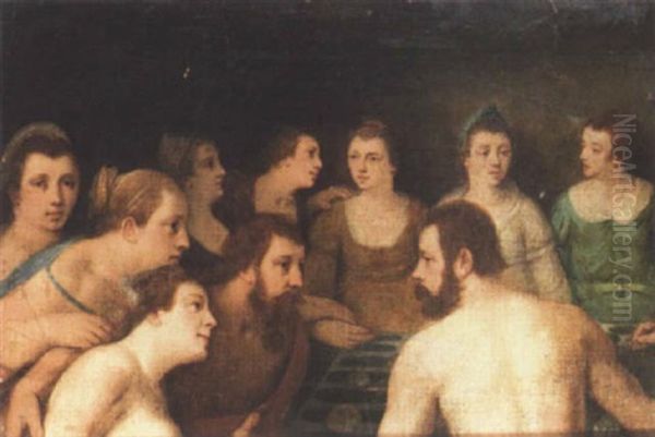 A Banquet Of The Gods Oil Painting by Cornelis Cornelisz Van Haarlem