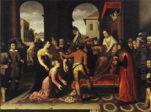 Il Giudizio Di Salomone Oil Painting by Cornelis Cornelisz Van Haarlem