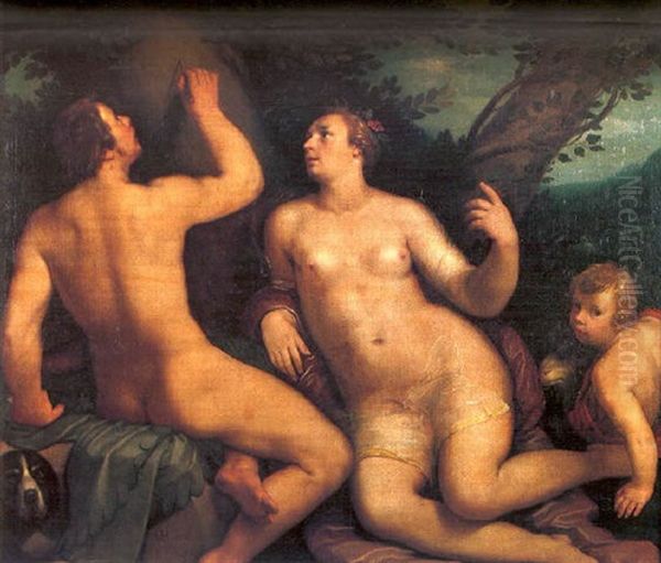 Paris Et Oenone Oil Painting by Cornelis Cornelisz Van Haarlem