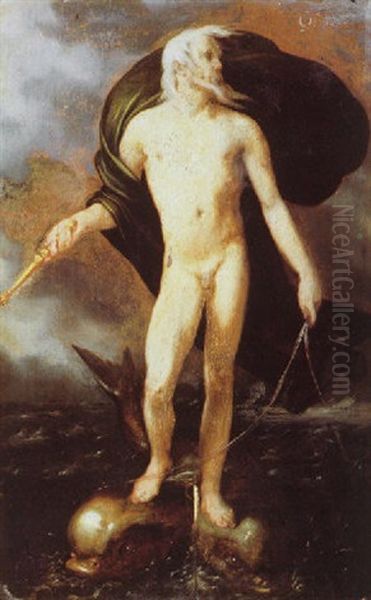 Neptune On The Dolphin Oil Painting by Cornelis Cornelisz Van Haarlem