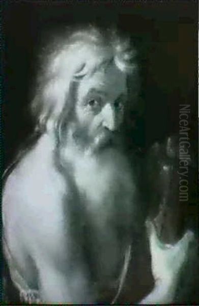 An Allegory Of Time: An Old Man Holding An Hourglass Oil Painting by Cornelis Cornelisz Van Haarlem