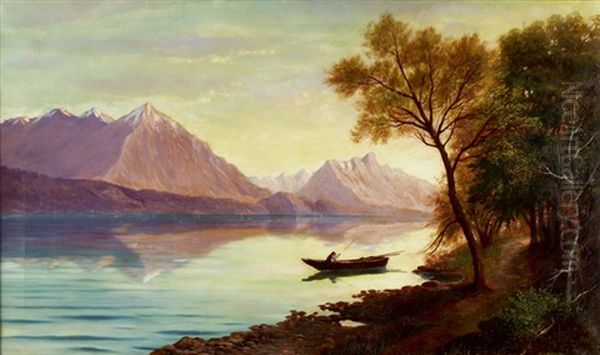 Angler Auf Dem Thuner See Oil Painting by August Haas