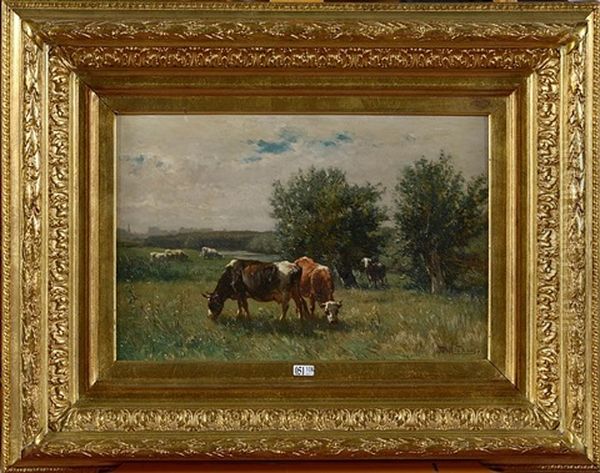 Vaches Au Pre Oil Painting by Johannes Hubertus Leonardus de Haas