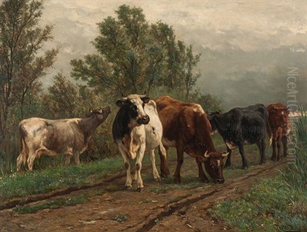 En Chemin Pour La Prairie Oil Painting by Johannes Hubertus Leonardus de Haas