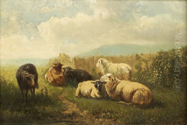 Pastoral Landscape With Sheep Oil Painting by Johannes Hubertus Leonardus de Haas