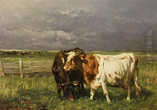 Vieh In Weidelandschaft Oil Painting by Johannes Hubertus Leonardus de Haas