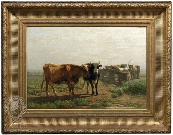 Kuhherde Auf Einer Sommerlichen Weide Oil Painting by Johannes Hubertus Leonardus de Haas