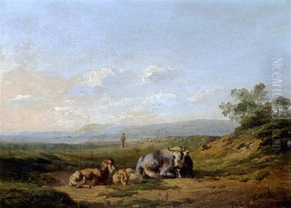 Landschaft Mit Kuhen Oil Painting by Johannes Hubertus Leonardus de Haas