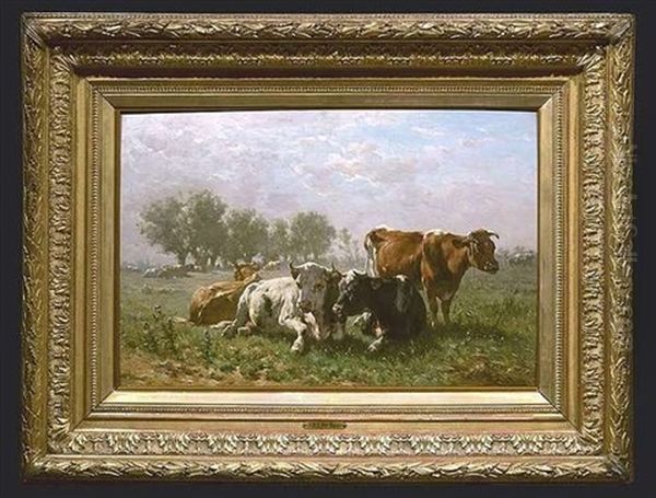 Kuhe Auf Sommerlicher Weide Oil Painting by Johannes Hubertus Leonardus de Haas