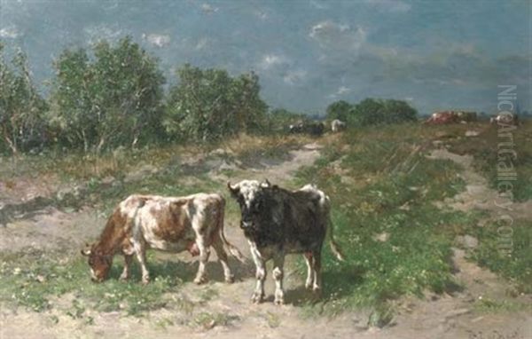 Cattle Grazing In The Dunes Oil Painting by Johannes Hubertus Leonardus de Haas