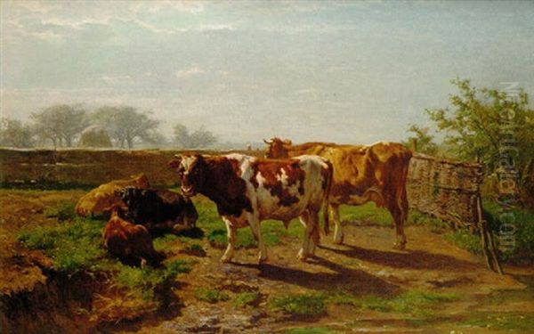 Betail Au Repos, Effet Du Matin Oil Painting by Johannes Hubertus Leonardus de Haas