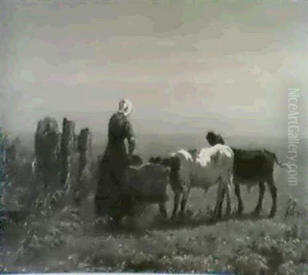 Feeding-time Oil Painting by Johannes Hubertus Leonardus de Haas