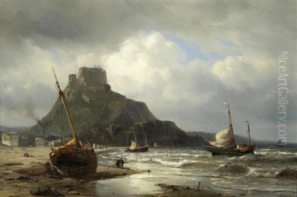 Mont Orgueil Castle, Jersey Oil Painting by Mauritz Frederick Hendrick de Haas