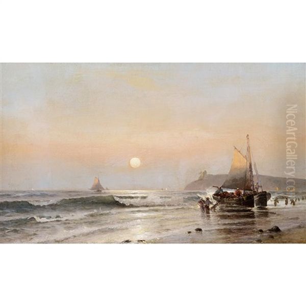 Sunrise Along The Coast Oil Painting by Mauritz Frederick Hendrick de Haas