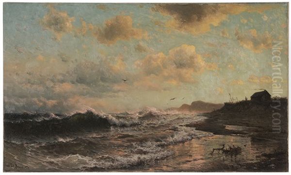 Early Morning Rough Seas Oil Painting by Mauritz Frederick Hendrick de Haas