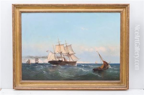 Navio Holandes Cerca Del Puerto Oil Painting by Mauritz Frederick Hendrick de Haas