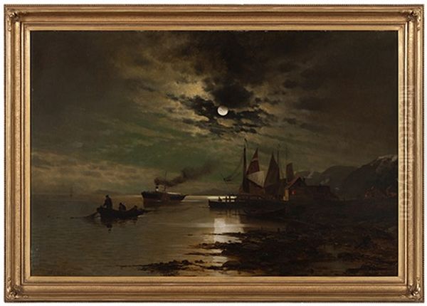 Hudson Under The Moonlight by Mauritz Frederick Hendrick de Haas