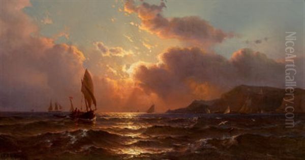 Early Morning Off The Coast Oil Painting by Mauritz Frederick Hendrick de Haas