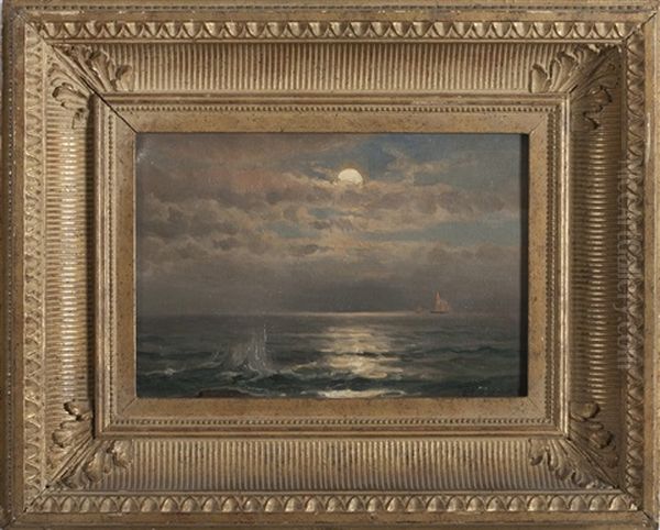 Seascape In Moonlight Oil Painting by Mauritz Frederick Hendrick de Haas